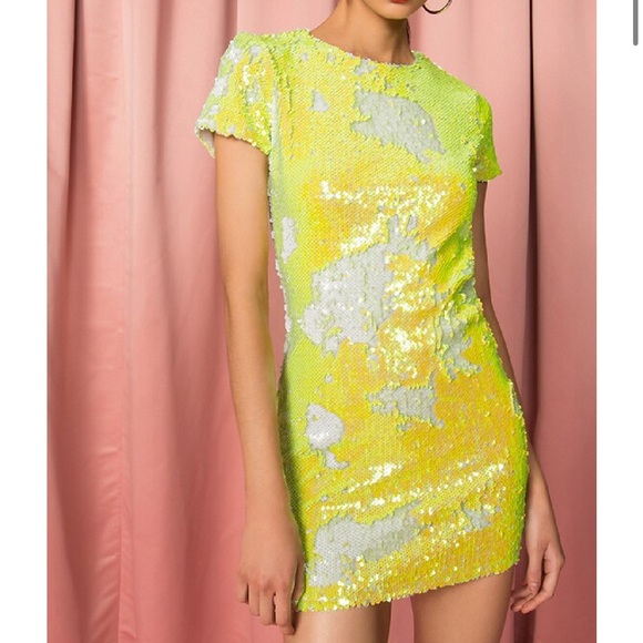 Superdown Mindi Mini Dress in Neon Yellow - Picture 1 of 4
